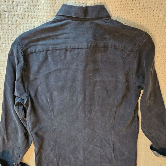 Ted Baker London Mens Dress Shirt S 2/32.5 Solid Blue Dotted Flip Cuff Pattern - Picture 6 of 14